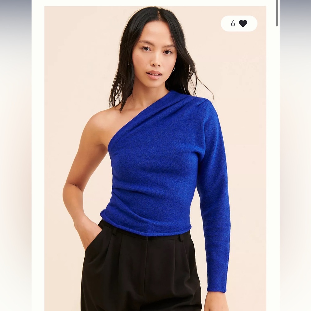ASTR Cosima Royal Blue One Shoulder Sweater